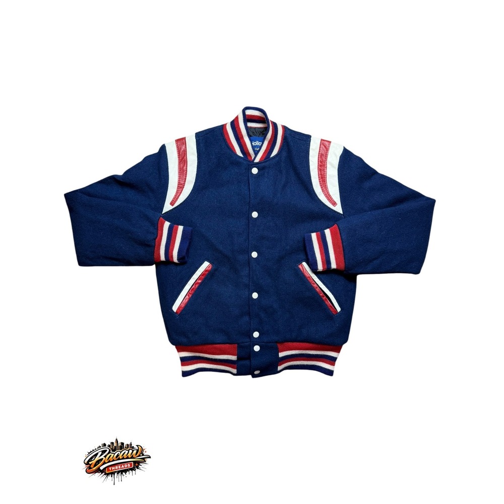 Holloway Original College Jacket Blue Wool Leather Knights Varsity Mens Small